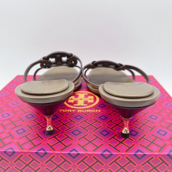Tory Burch Miller Bombé 55mm Low Heel Sandal Toasted Sesame Brown Leather US 9 - Picture 8 of 13
